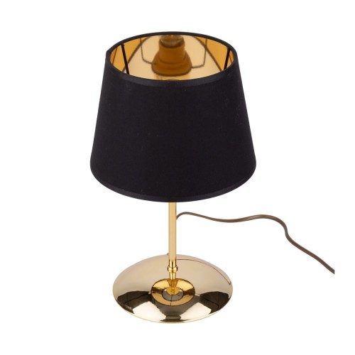 Lampka nowoczesna elegancka glamour abażur materiałowy czarna złota TK Lighting Glory 5496 1x15W E27