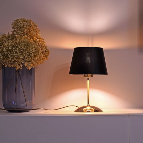 Lampka nowoczesna elegancka glamour abażur materiałowy czarna złota TK Lighting Glory 5496 1x15W E27
