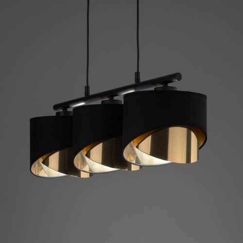 TK Lighting Grant 4824 lampa wisząca 3x15W E27 czarna złota