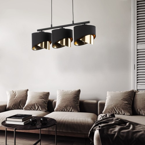 TK Lighting Grant 4824 lampa wisząca 3x15W E27 czarna złota