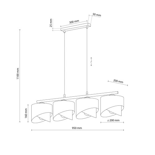 TK Lighting Grant 4822 lampa wisząca 4x15W E27 biała złota