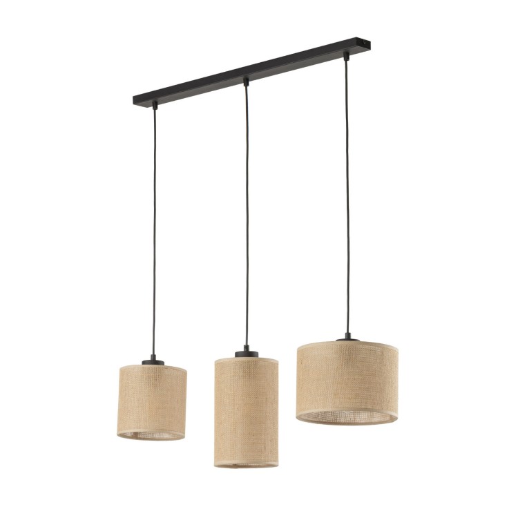 Lampa wisząca nowoczesna boho abażur materiałowy juta czarna TK Lighting Juta 4954 3x15W E27