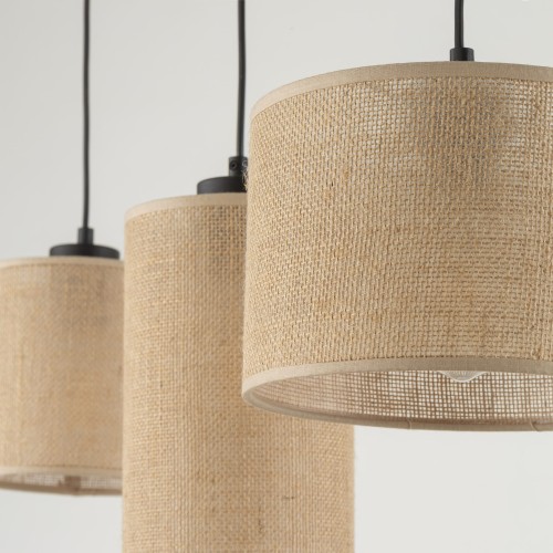 Lampa wisząca nowoczesna boho abażur materiałowy juta czarna TK Lighting Juta 4954 3x15W E27
