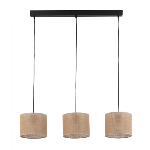 Lampa wisząca nowoczesna vintage boho abażur materiałowy czarna beżowa TK Lighting Juta 4597 3x15W E27