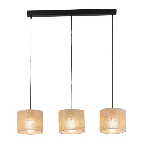 Lampa wisząca nowoczesna vintage boho abażur materiałowy czarna beżowa TK Lighting Juta 4597 3x15W E27