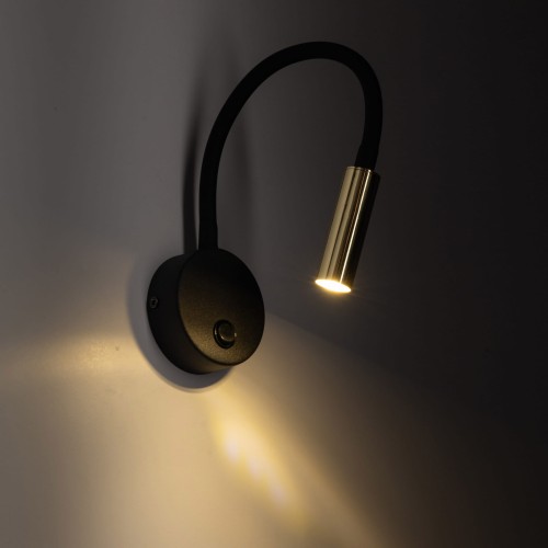 Kinkiet do czytania giętki z wyłącznikiem metalowy ruchomy Tk Lighting Lagos 1433 1x3W LED czarny złoty
