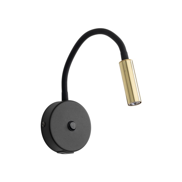 Kinkiet lampa ścienna do czytania z włącznikiem tuba rurka giętki czarny złoty TK Lighting Lagos 10201 1x6W G9