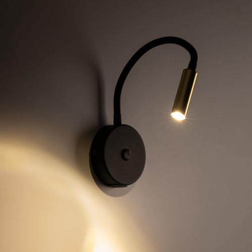 Kinkiet lampa ścienna do czytania z włącznikiem tuba rurka giętki czarny złoty TK Lighting Lagos 10201 1x6W G9