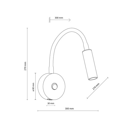 Kinkiet lampa ścienna do czytania z włącznikiem tuba rurka giętki czarny złoty TK Lighting Lagos 10201 1x6W G9
