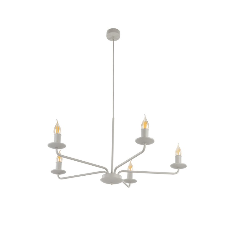 Lampa wisząca żyrandol klasyczny rustykalny industrialny retro świecznikowy beżowa TK Lighting Limal 10253 5x10W E14