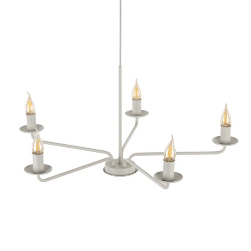 Lampa wisząca żyrandol klasyczny rustykalny industrialny retro świecznikowy beżowa TK Lighting Limal 10253 5x10W E14