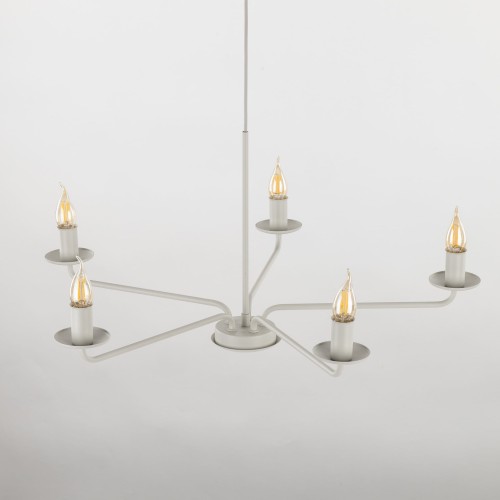 Lampa wisząca żyrandol klasyczny rustykalny industrialny retro świecznikowy beżowa TK Lighting Limal 10253 5x10W E14