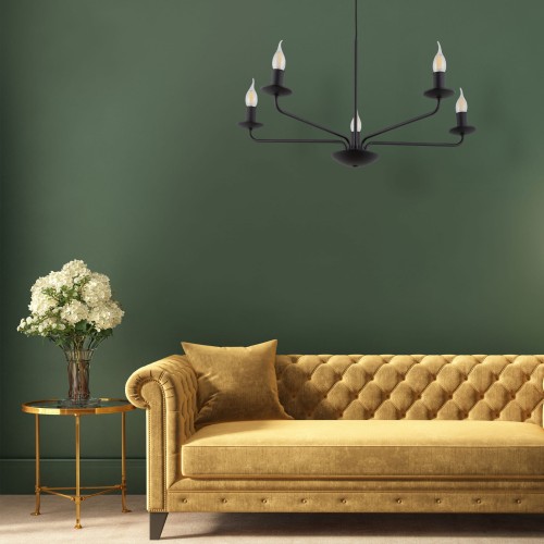 Tk Lighting Limal 4612 lampa wisząca 5x40W E14 czarna