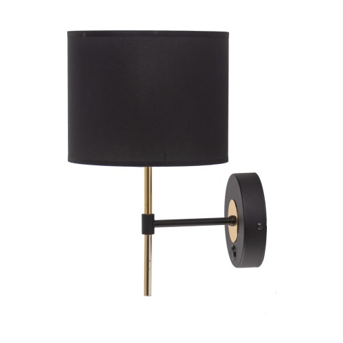 Kinkiet nowoczesny elegancki glamour pręty abażur materiałowy czarny złoty TK Lighting Lord 4672 1x15W E27