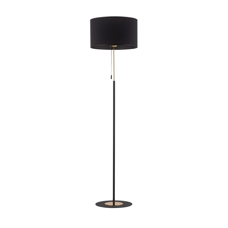 Lampa podłogowa nowoczesna elegancka glamour abażur materiałowy czarna złota TK Lighting Lord 5153 1x15W E27