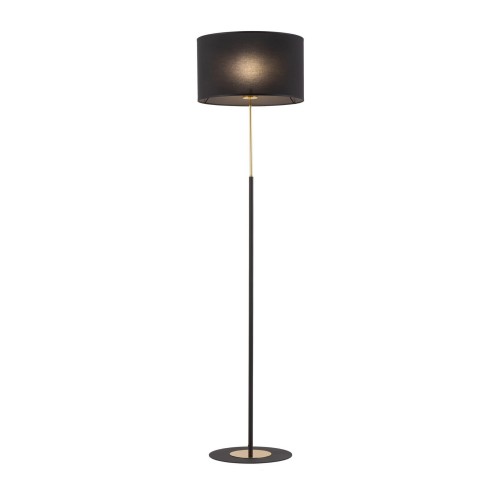 Lampa podłogowa nowoczesna elegancka glamour abażur materiałowy czarna złota TK Lighting Lord 5153 1x15W E27