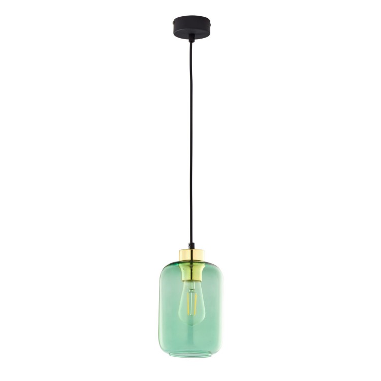Lampa wisząca szklany klosz balon Tk Lighting Marco 6696 1x15W E27 zielona złota