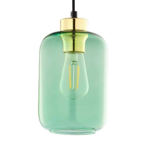 Lampa wisząca szklany klosz balon Tk Lighting Marco 6696 1x15W E27 zielona złota