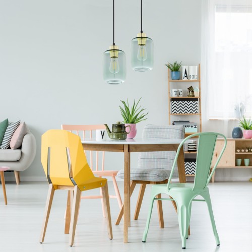 Lampa wisząca szklany klosz balon Tk Lighting Marco 6696 1x15W E27 zielona złota