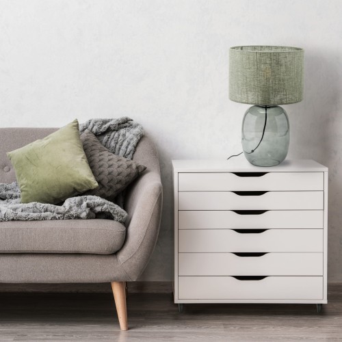 Lampka nowoczesna skandynawska klasyczna elegancka abażur materiałowy grafitowa zielona TK Lighting Melody 5989 1x15W E27