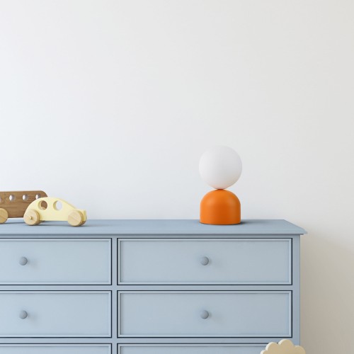 Lampka nowoczesna skandynawska loft klosz szklany kula pomarańczowa biała TK Lighting Miki 16041 1x8W G9