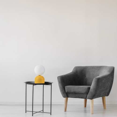 Lampka nowoczesna skandynawska loft klosz szklany kula żółta biała TK Lighting Miki 16040 1x8W G9