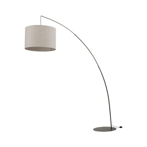 Lampa podłogowa nowoczesna skandynawska loft łukowa abażur materiałowy brązowa lniana TK Lighting Moby 6097 1x15W E27