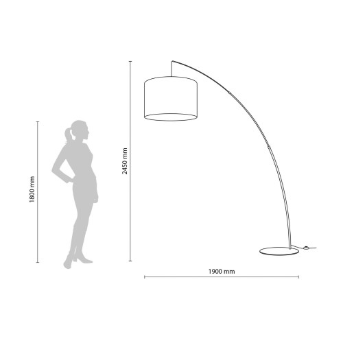 Lampa podłogowa nowoczesna skandynawska loft łukowa abażur materiałowy brązowa lniana TK Lighting Moby 6097 1x15W E27