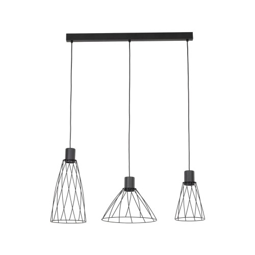 Lampa wisząca nowoczesna industrialna loft ażurowa klosz metalowy pręty stożek czarna TK Lighting Modesto 10149 3x10W GU10