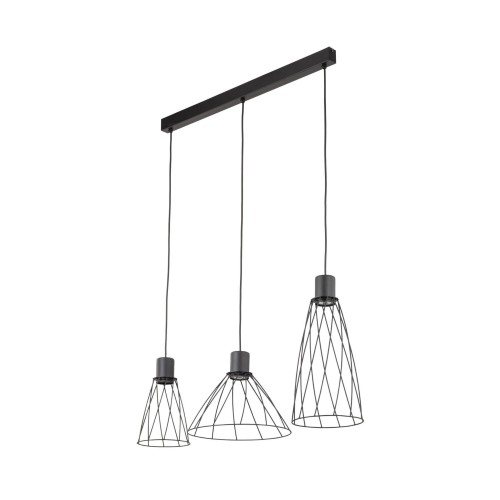 Lampa wisząca nowoczesna industrialna loft ażurowa klosz metalowy pręty stożek czarna TK Lighting Modesto 10149 3x10W GU10