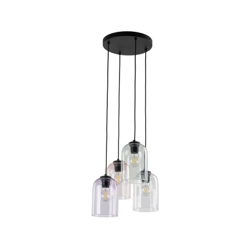 Lampa wisząca nowoczesna elegancka loft industrialna klosz szklany multikolor czarna TK Lighting Molly 10301 4x15W E27