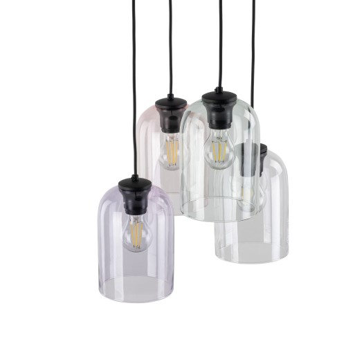 Lampa wisząca nowoczesna elegancka loft industrialna klosz szklany multikolor czarna TK Lighting Molly 10301 4x15W E27