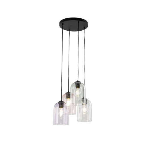 Lampa wisząca nowoczesna elegancka loft industrialna klosz szklany multikolor czarna TK Lighting Molly 10301 4x15W E27