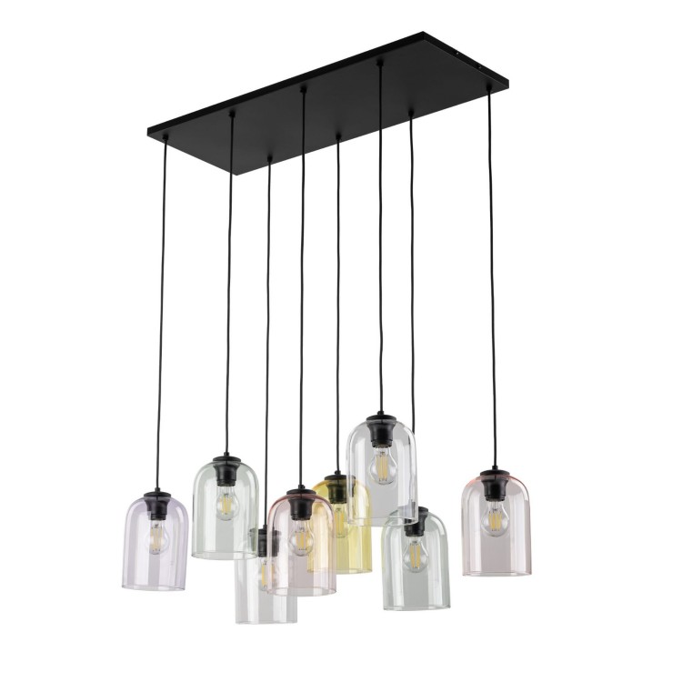 Lampa wisząca nowoczesna elegancka loft industrialna klosz szklany multikolor czarna TK Lighting Molly 10303 8x15W E27