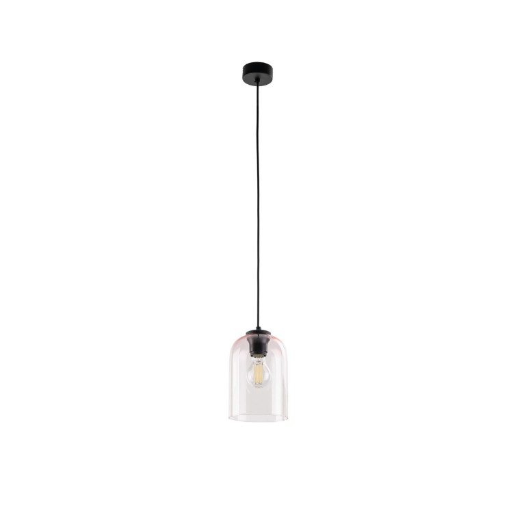 Lampa wisząca nowoczesna elegancka loft industrialna klosz szklany różowa czarna TK Lighting Molly 10296 1x15W E27
