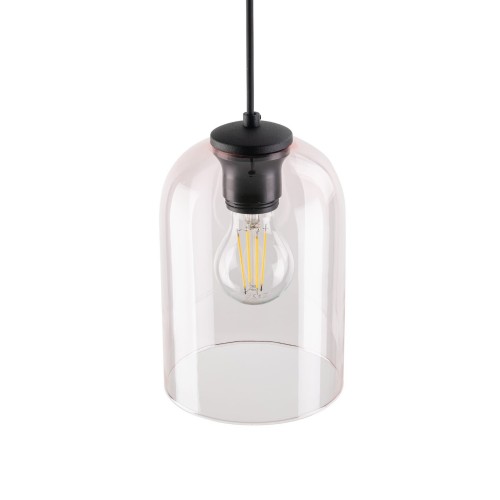 Lampa wisząca nowoczesna elegancka loft industrialna klosz szklany różowa czarna TK Lighting Molly 10296 1x15W E27
