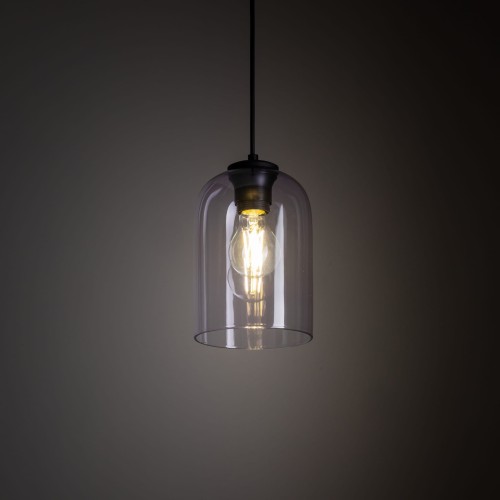 Lampa wisząca nowoczesna elegancka loft industrialna klosz szklany fioletowa czarna TK Lighting Molly 10299 1x15W E27