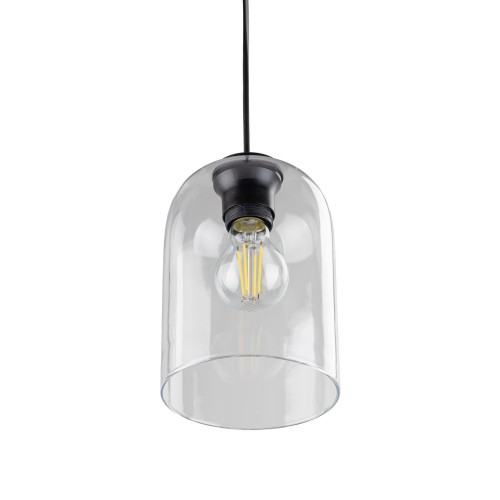 Lampa wisząca nowoczesna elegancka loft industrialna klosz szklany transparentna czarna TK Lighting Molly 10300 1x15W E27