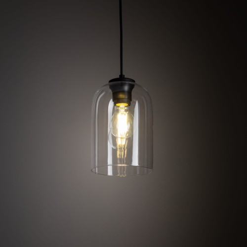 Lampa wisząca nowoczesna elegancka loft industrialna klosz szklany transparentna czarna TK Lighting Molly 10300 1x15W E27