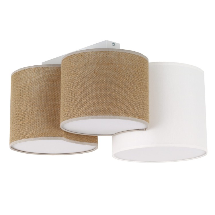 Plafon lampa sufitowa nowoczesna koła tuba Tk Lighting Mona Juta 5907 3x60W E27 biały brązowy