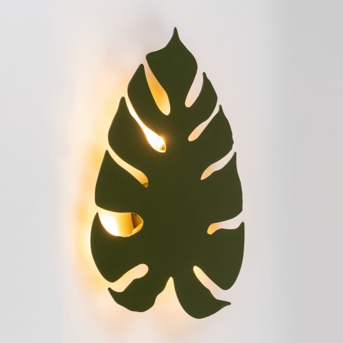 Kinkiet ścienny do salonu sypialni metalowy liść Tk Lighting Monstera 4668 3x6W G9 zielony