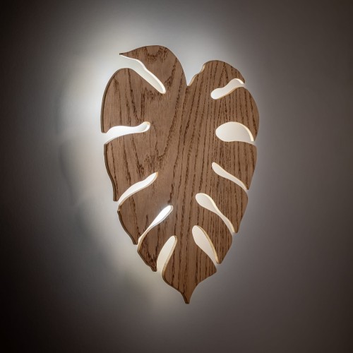 Kinkiet ścienny do salonu sypialni liść drewniany dąb TK Lighting Monstera 5422 3x6W G9