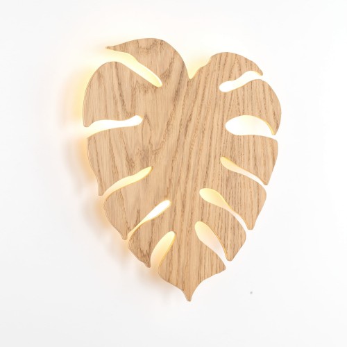 Kinkiet ścienny do salonu sypialni liść drewniany dąb TK Lighting Monstera 5422 3x6W G9