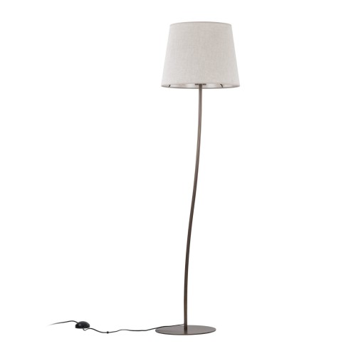 Lampa podłogowa nowoczesna boho skandynawska abażur materiałowy brązowa lniana TK Lighting Nicola 16028 1x15W E27