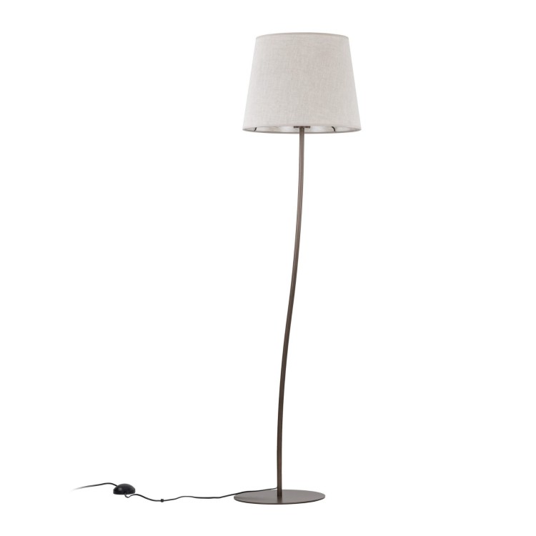 Lampa podłogowa nowoczesna boho skandynawska abażur materiałowy brązowa lniana TK Lighting Nicola 16028 1x15W E27