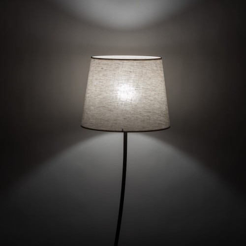 Lampa podłogowa nowoczesna boho skandynawska abażur materiałowy brązowa lniana TK Lighting Nicola 16028 1x15W E27