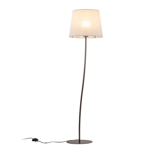 Lampa podłogowa nowoczesna boho skandynawska abażur materiałowy brązowa lniana TK Lighting Nicola 16028 1x15W E27