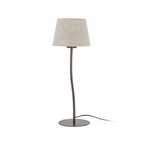 Lampka nowoczesna boho skandynawska abażur materiałowy brązowa lniana TK Lighting Nicola 16027 1x15W E27