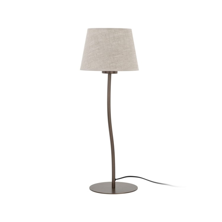 Lampka nowoczesna boho skandynawska abażur materiałowy brązowa lniana TK Lighting Nicola 16027 1x15W E27