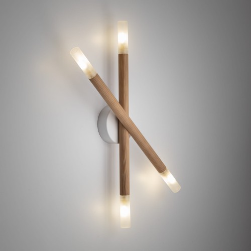 Plafon nowoczesny skandynawski boho drewniany patyk rurka sosna TK Lighting Noble 4524 4x6W G9